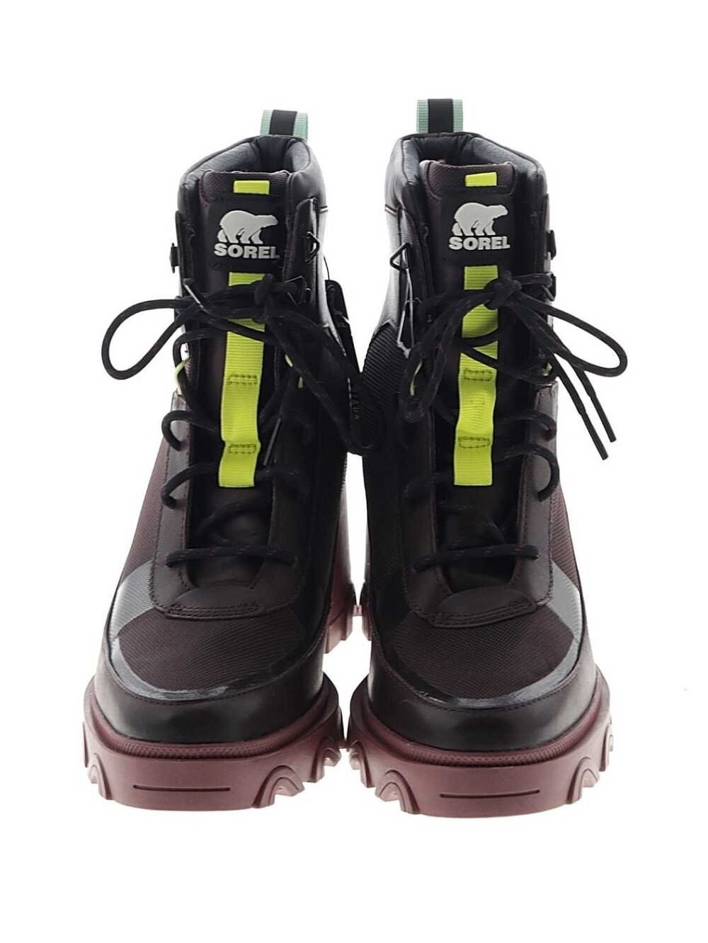 NWT Sorel Brex Heel Lace Waterproof Boots Size 11 Chunky Lug Sole Platform Heel - Picture 2 of 3